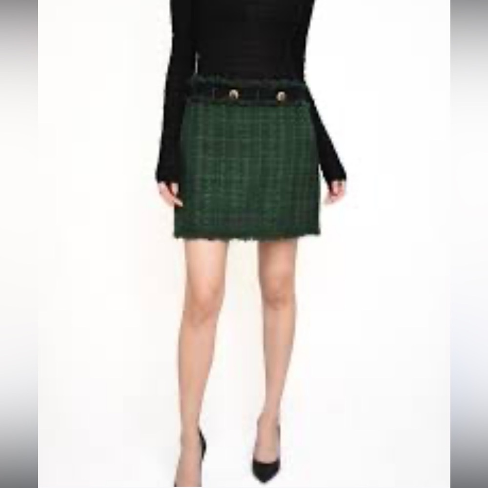 Zara Green Tweed Pencil Skirt